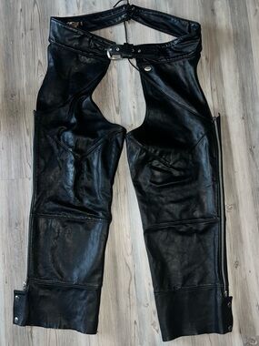 Harley Davidson Chaps 3XL Black Leather  Biker Riding Mens 3XL